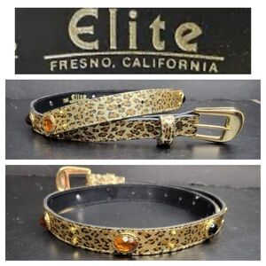 Vintage Elite Metallic Leopard Faux Gem Belt